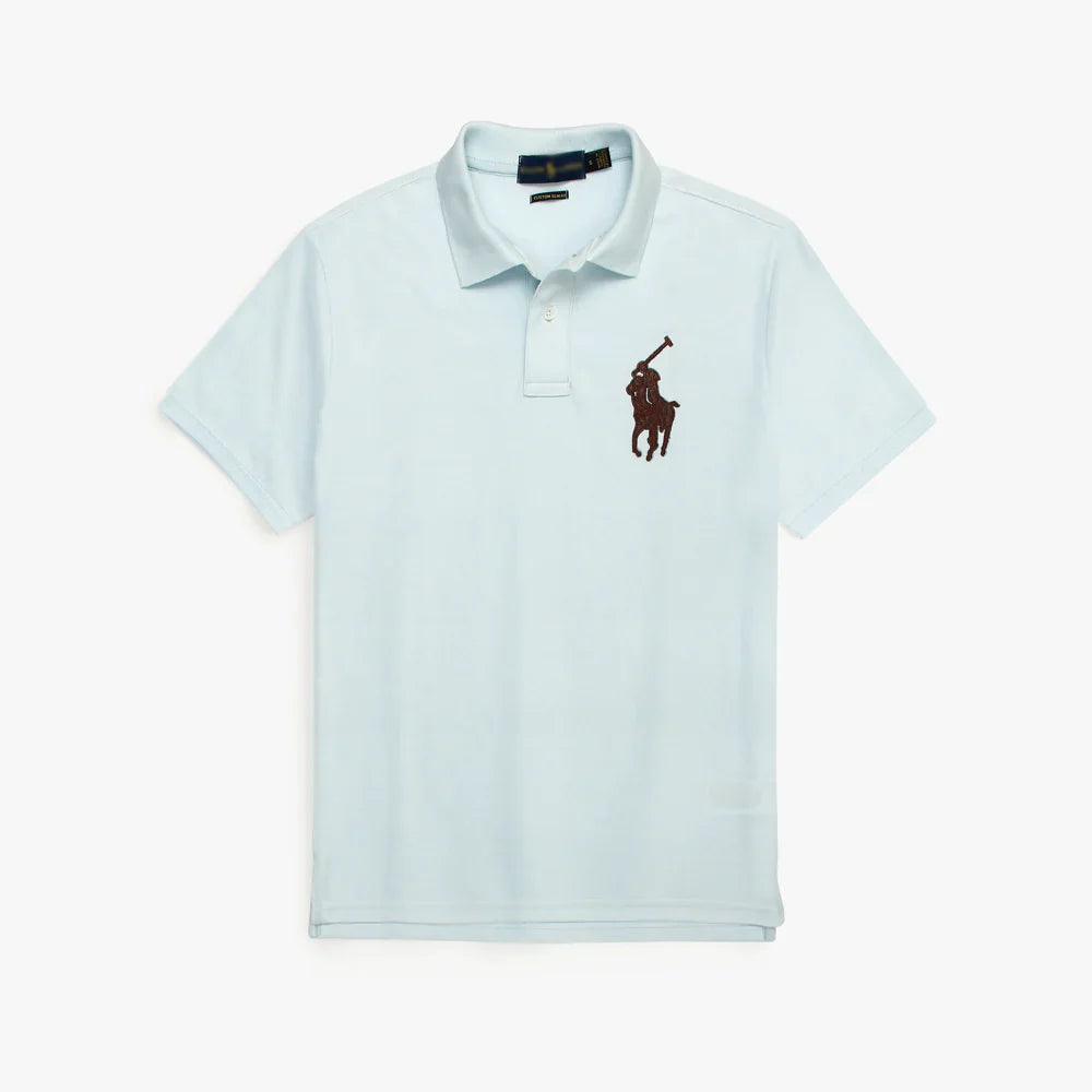 RL PREMIUM LEATHER BIG HORSE POLO SHIRT (SKY BLUE)