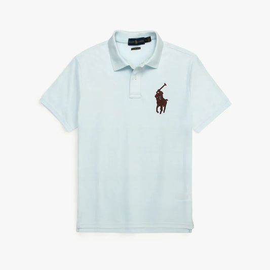 RL PREMIUM LEATHER BIG HORSE POLO SHIRT (SKY BLUE)