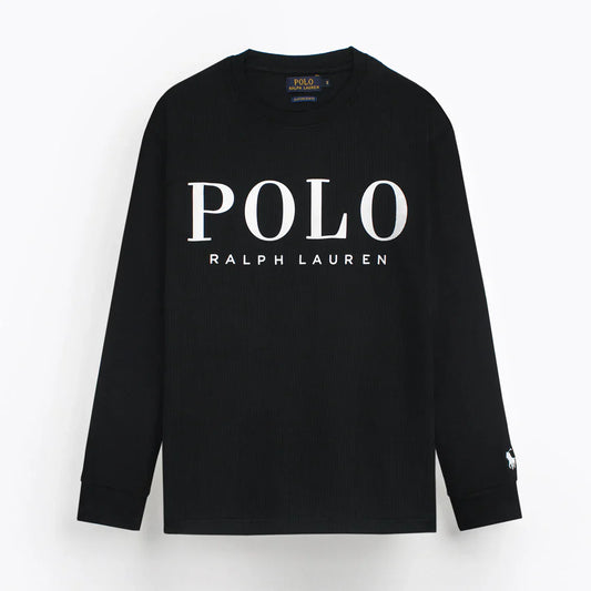 RL PREMIUM THERMAL COTTON IVORY LOGO SWEATSHIRT (BLACK)