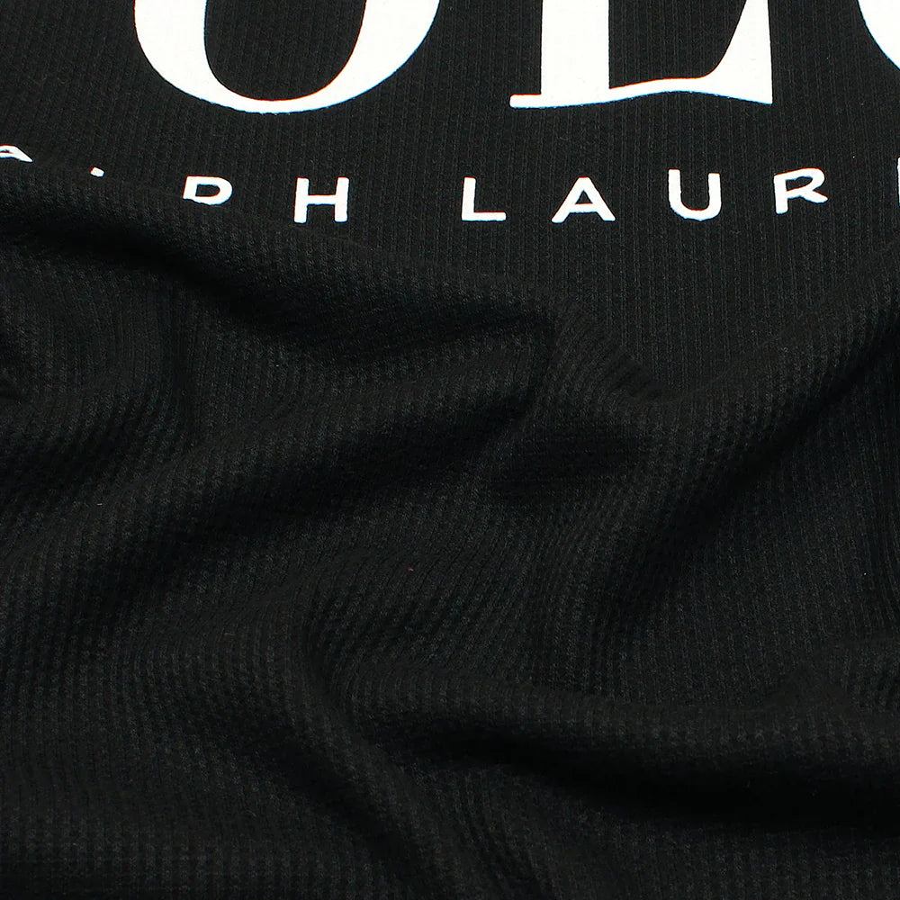 RL PREMIUM THERMAL COTTON IVORY LOGO SWEATSHIRT (BLACK)