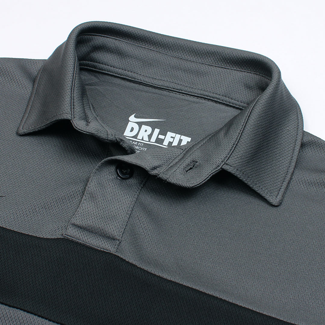 NKE PREMIUM MESH DRI-FIT PANALED POLO SHIRT (GREY/BLACK)