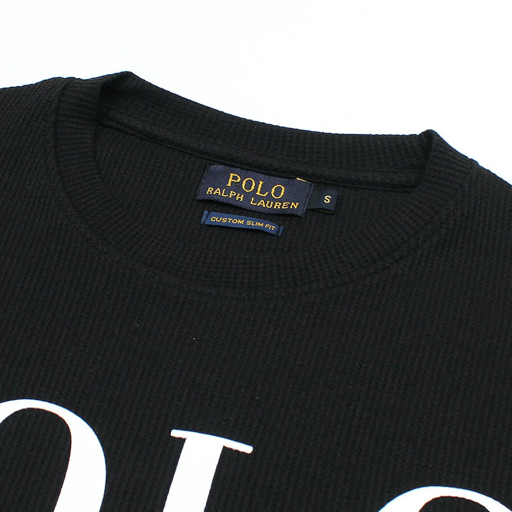 RL PREMIUM THERMAL COTTON IVORY LOGO SWEATSHIRT (BLACK)