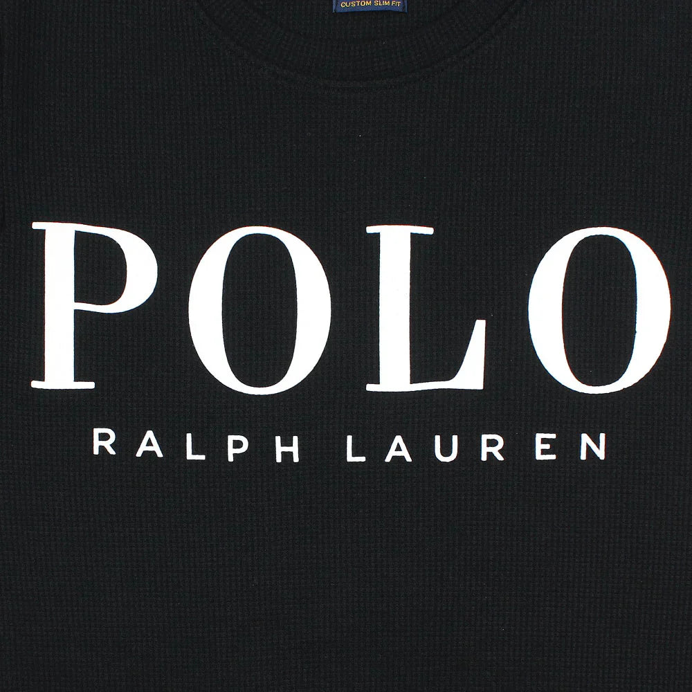 RL PREMIUM THERMAL COTTON IVORY LOGO SWEATSHIRT (BLACK)