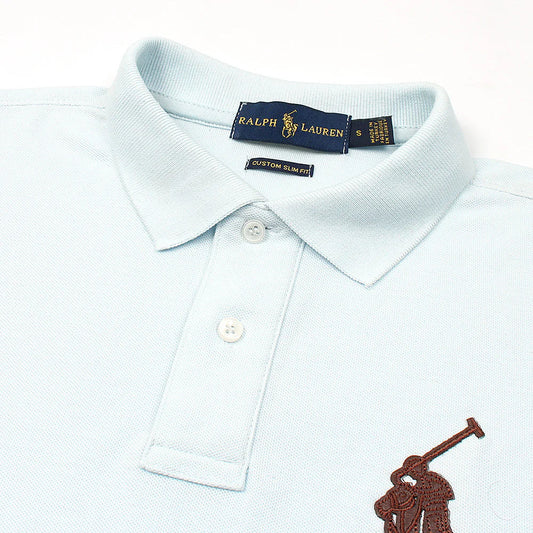 RL PREMIUM LEATHER BIG HORSE POLO SHIRT (SKY BLUE)