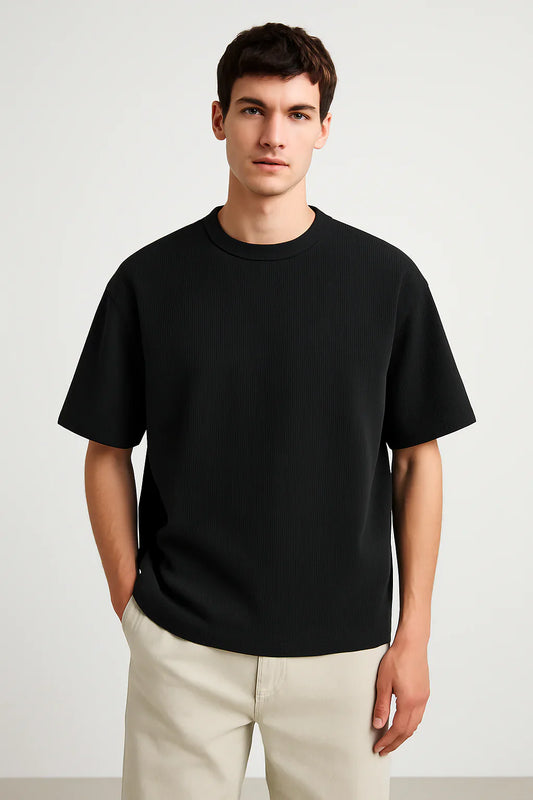 Z.A.R.A PREMIUM WAFFLE OVERSIZED T-SHIRT UNISEX (BLACK)