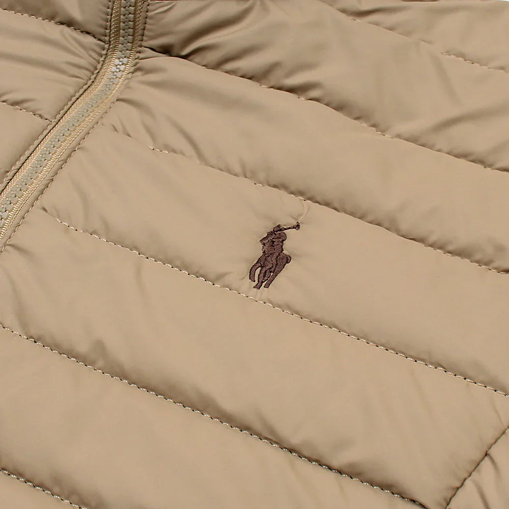 RL  Full Sleeves Small Pony Puffer Jacket (Khaaki)