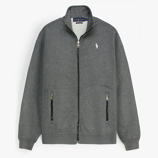RL Premium Small Pony Cotton Fleece Zipper Jacket (Charcoal Grey)