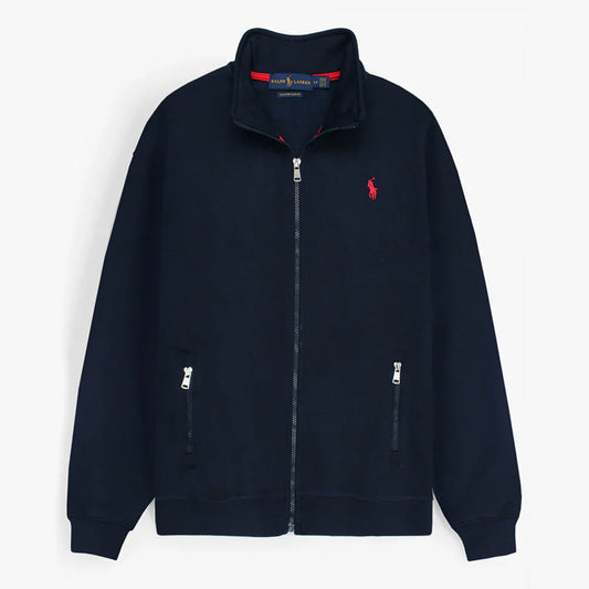 RL Premium Small Pony Cotton Fleece Zipper Jacket (Navy Blue)