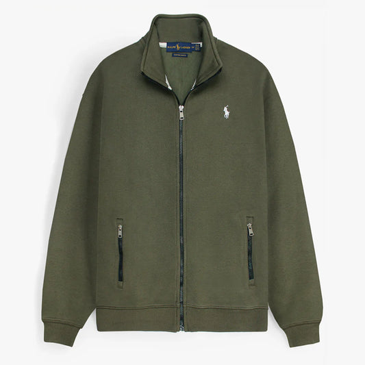 RL Premium Small Pony Cotton Fleece Zipper Jacket (Olive Green)