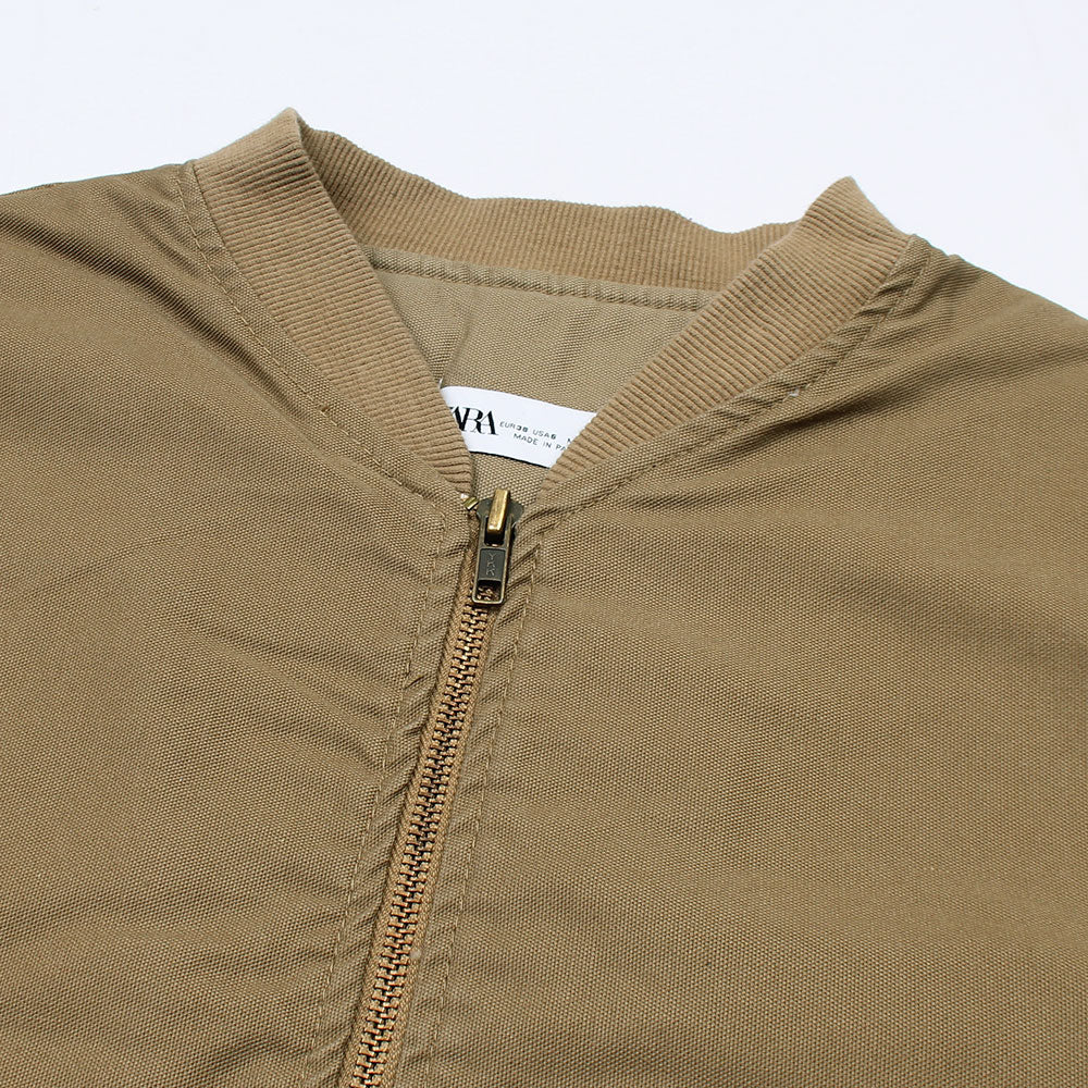 Z.A.R.A Premium Cotton Twill Fur Jacket (Khaki)