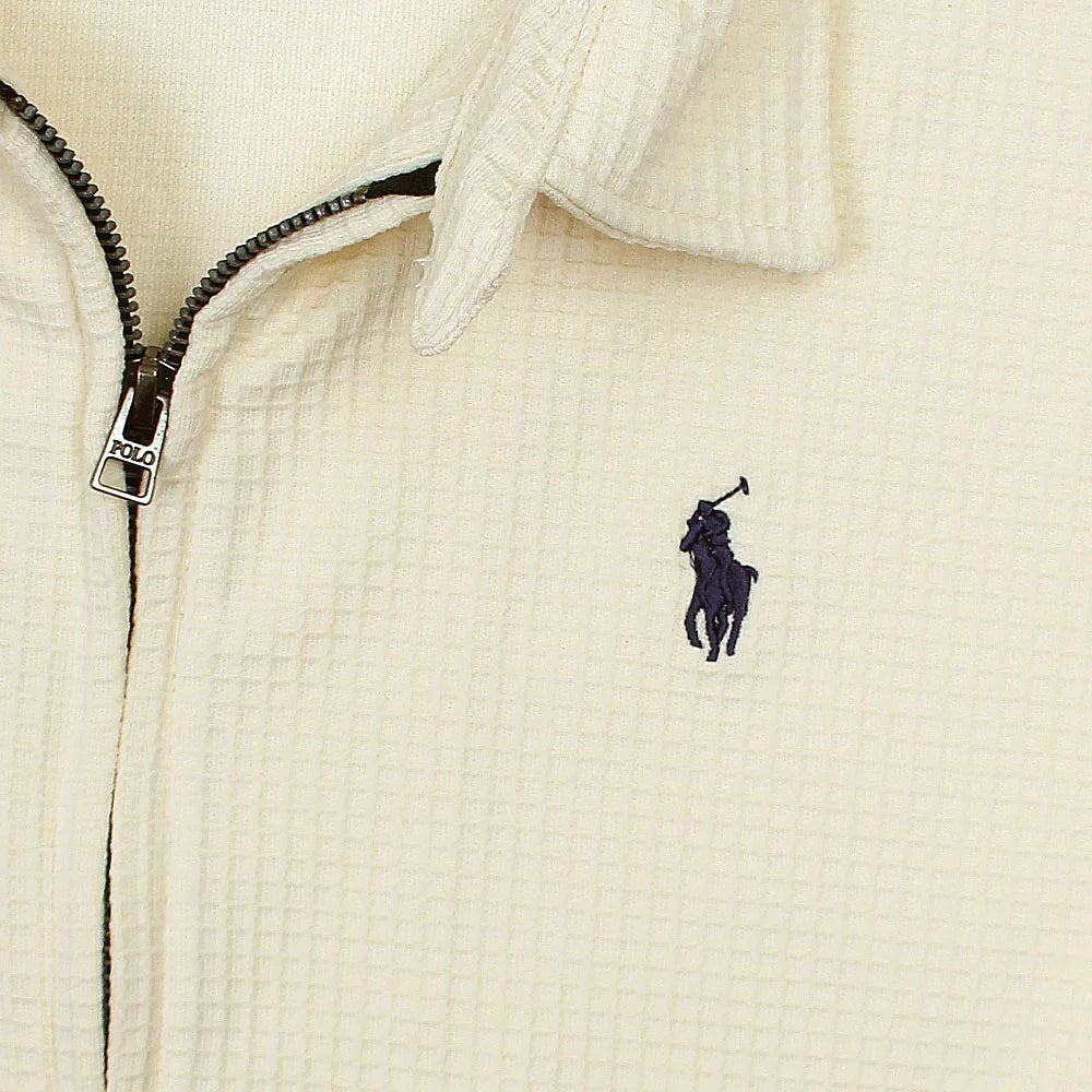 RL Imported Men Waffle Zipper Jacket (Off-White)