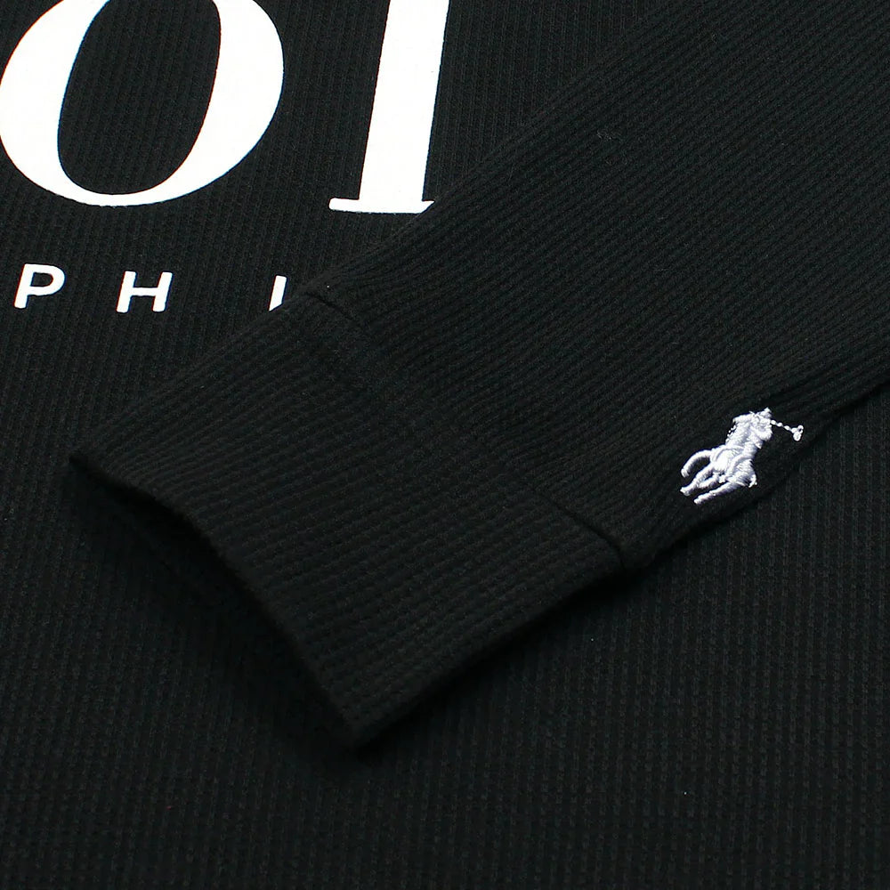 RL PREMIUM THERMAL COTTON IVORY LOGO SWEATSHIRT (BLACK)
