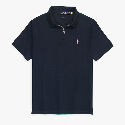 RL Premium Small Pony Zip Up Polo shirt (Navy Blue)
