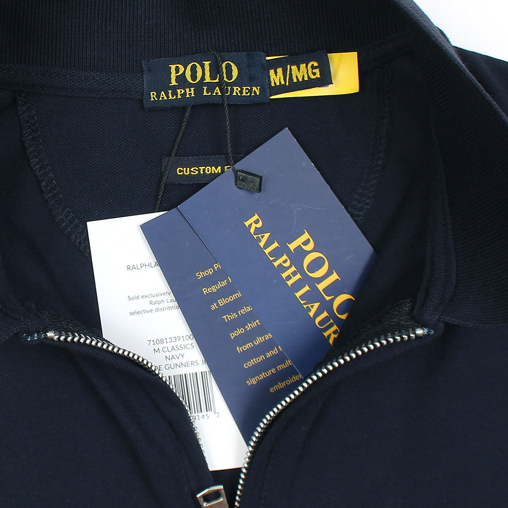 RL Premium Small Pony Zip Up Polo shirt (Navy Blue)