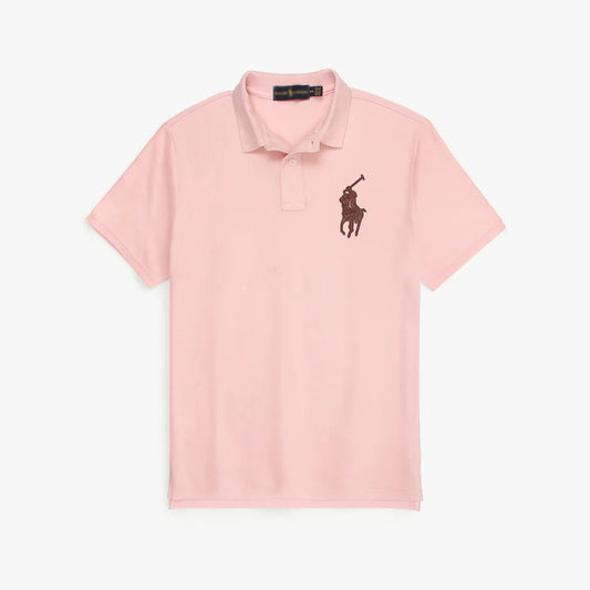 RL PREMIUM LEATHER BIG HORSE POLO SHIRT (POWDER PINK)