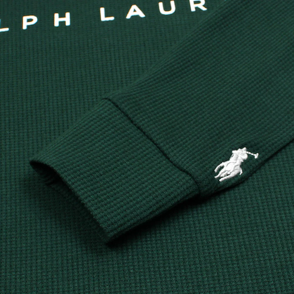 RL PREMIUM THERMAL COTTON IVORY LOGO SWEATSHIRT (DK GREEN)