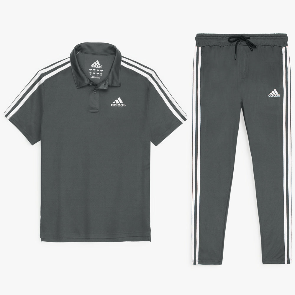 ADDAS PREMIUM MESH DRI-FIT 3 STRIPE TRACKSUIT (GREY)