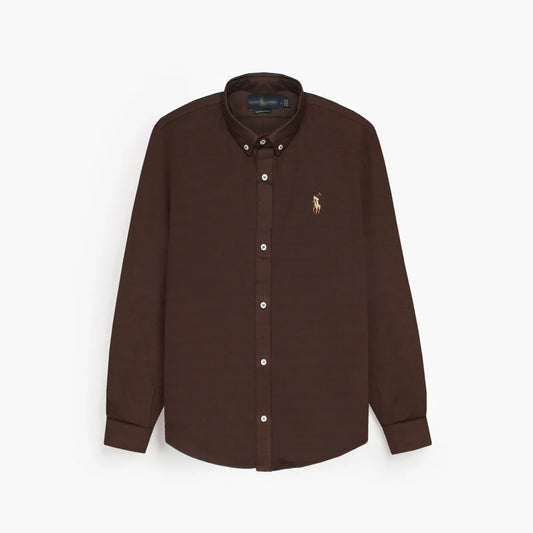 RL IMPORTED MEN'S OXFORD BUTTON CASUAL SHIRT (BROWN)
