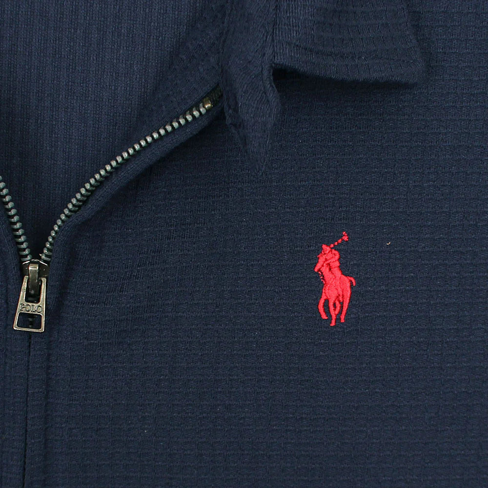 RL Imported Men Waffle Zipper Jacket (Navy Blue)