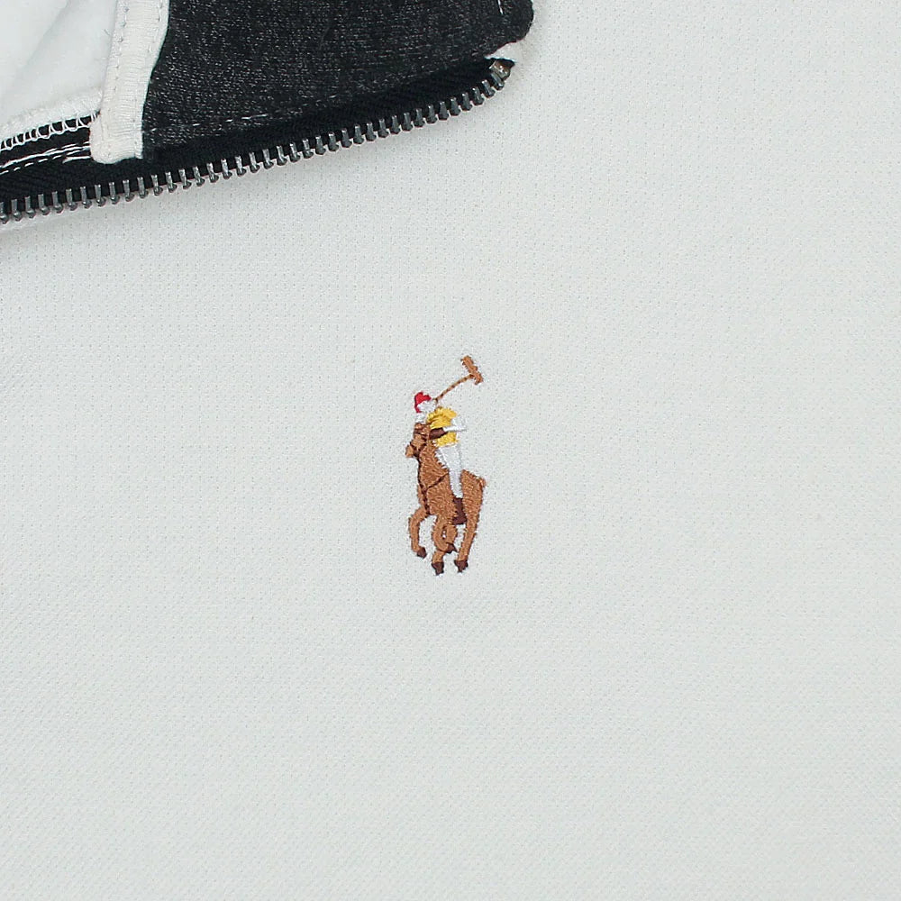 RL Imported Pique Cotton Fleece Zip-up Mockneck (White)