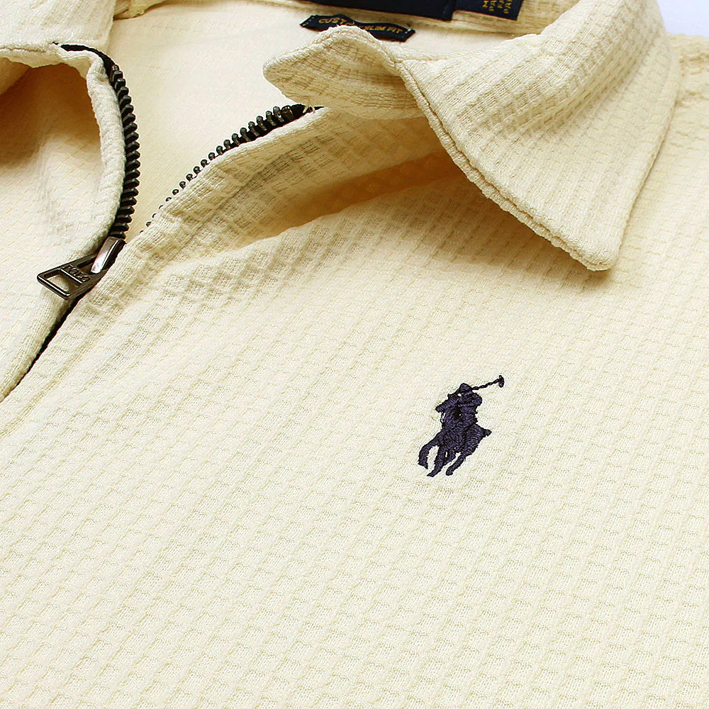 RL Imported Men Waffle Zipper Jacket (Off-White)