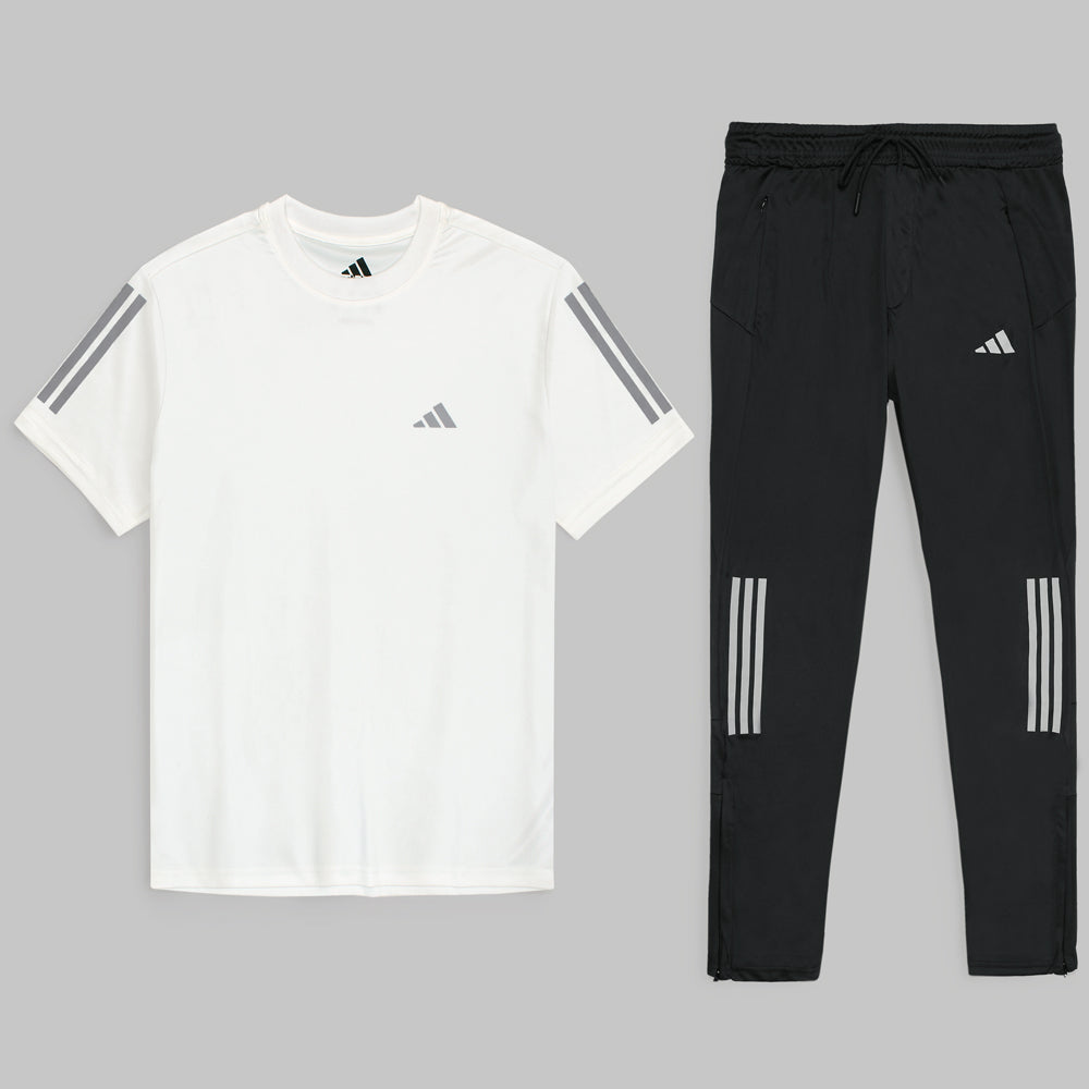 ADDAS PREMIUM REFLECTOR DRI-FIT TRACKSUIT (WHITE&BLACK)