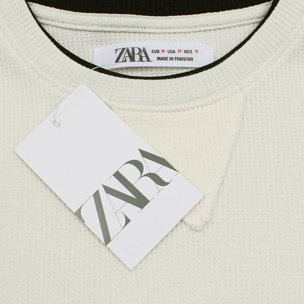 Z.A.R.A PREMIUM THERMAL COTTON CONTRAST TRIM SWEATSHIRT (OFF-WHITE)