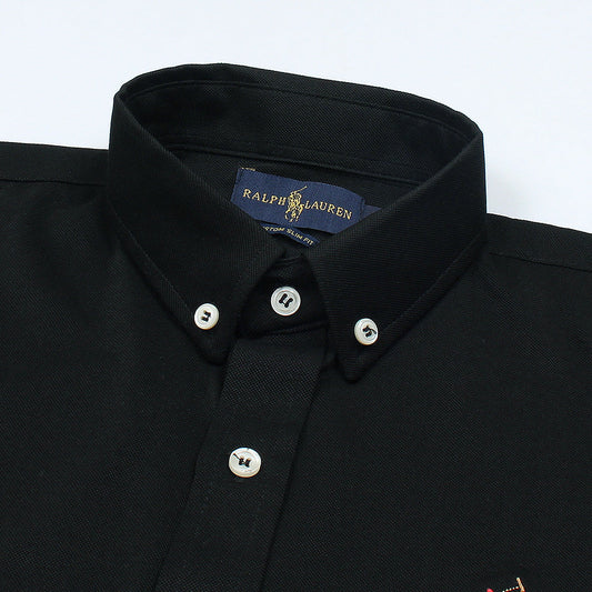 RL IMPORTED MEN'S OXFORD BUTTON CASUAL SHIRT (BLACK)