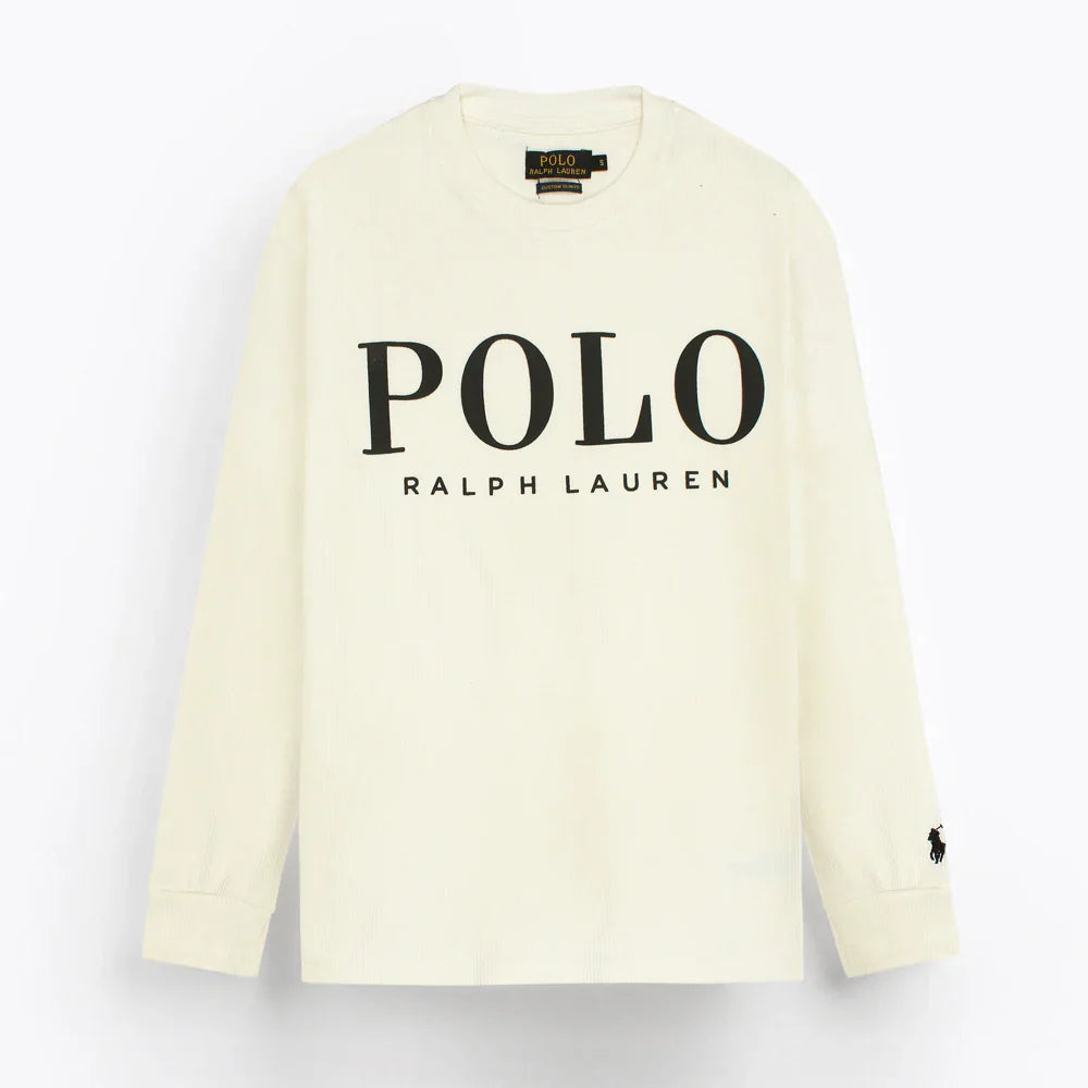 RL PREMIUM THERMAL COTTON IVORY LOGO SWEATSHIRT (OFF-WHITE)