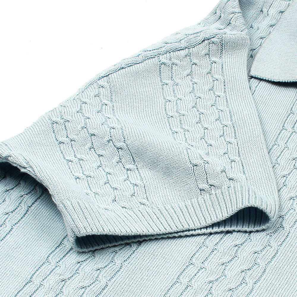 Z.A.R.A PREMIUM CABEL-KNIT V NECK POLO SHIRT (SKY BLUE)