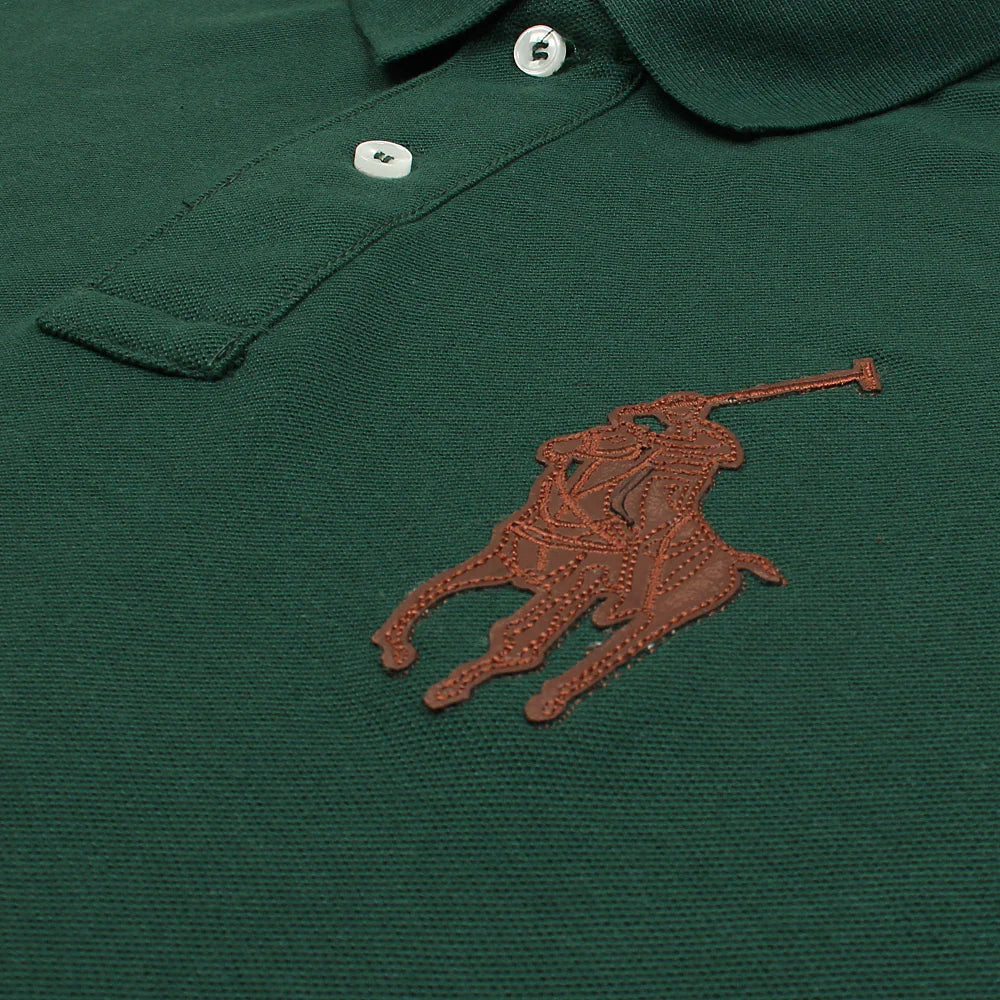 RL PREMIUM LEATHER BIG HORSE POLO SHIRT (GREEN)