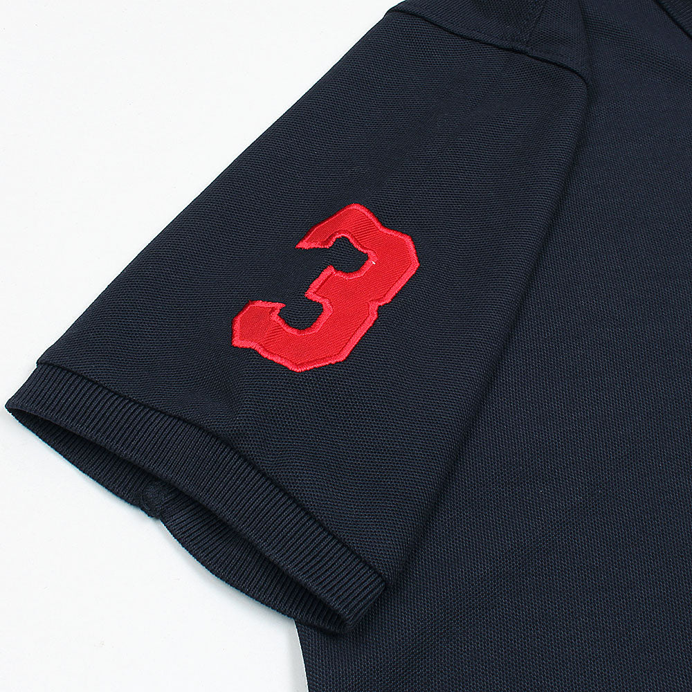 RL Premium 3 Horse Pique Cotton Polo Shirt (Navy)
