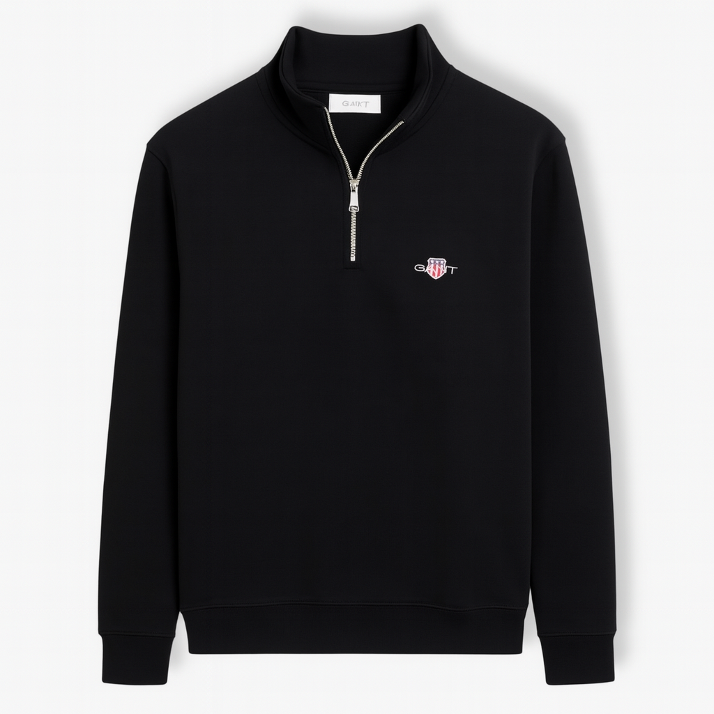 G.A.N.T PREMIUM COTTON FLEECE ZIP-UP (BLACK)