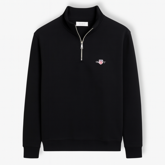 G.A.N.T PREMIUM COTTON FLEECE ZIP-UP (BLACK)