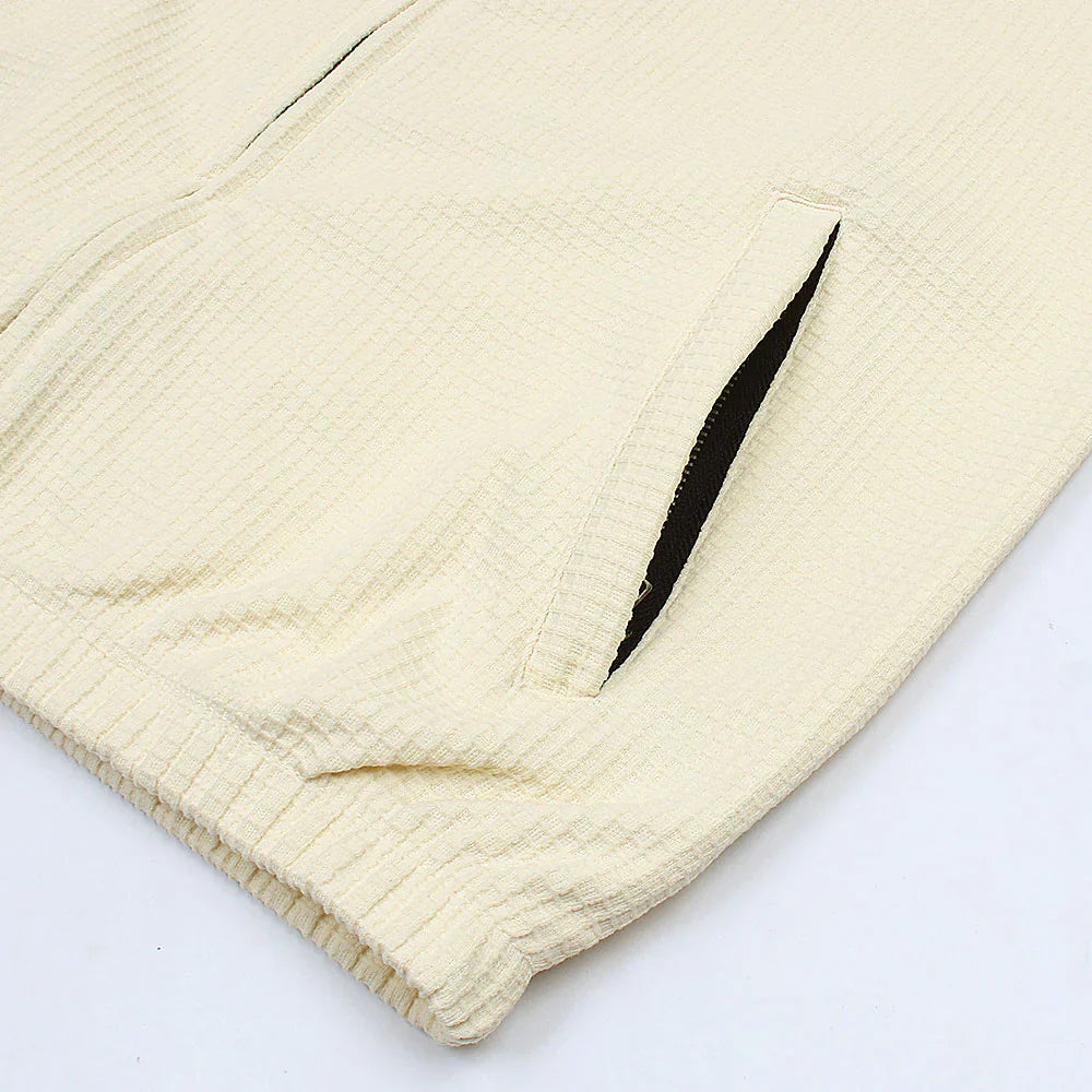 RL Imported Men Waffle Zipper Jacket (Off-White)