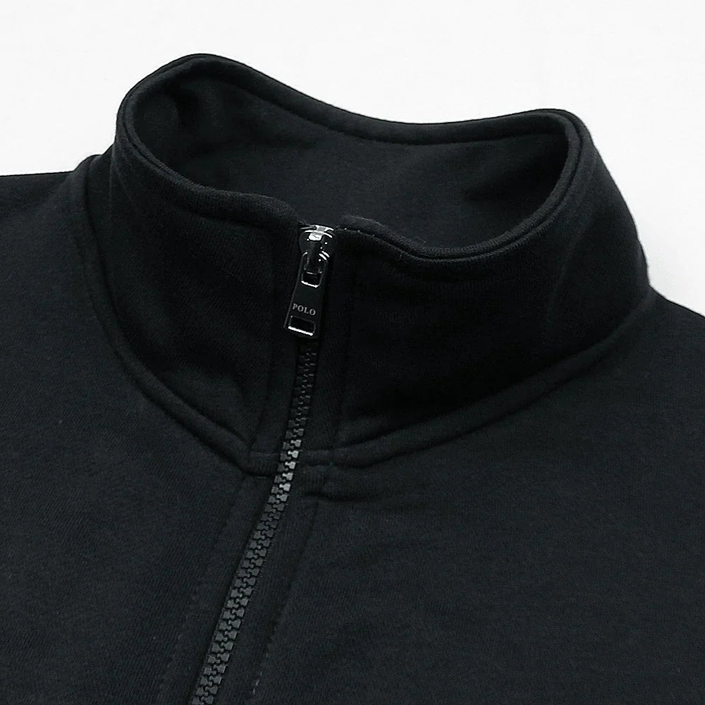 RL Premium Small Pony Cotton Fleece Zipper Jacket (Black)
