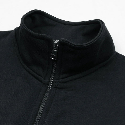 RL Premium Small Pony Cotton Fleece Zipper Jacket (Black)