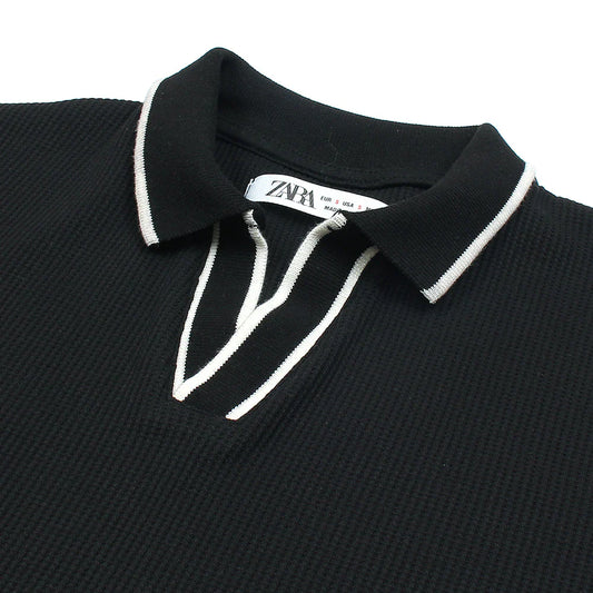 ZR PREMIUM MEN'S V NECK POLO SHIRT (BLACK)