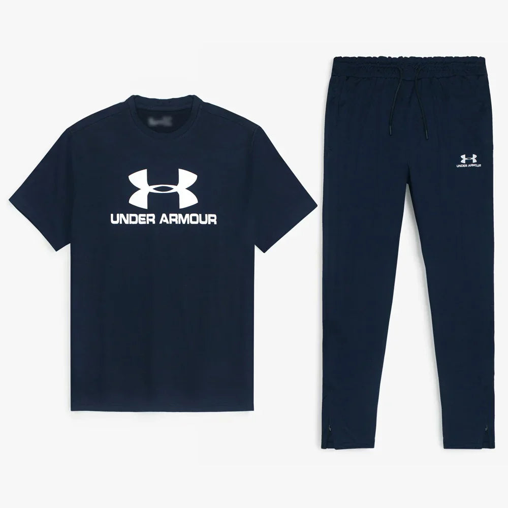 UA Premium Lycra Dri-Fit Tracksuit (Navy Blue)