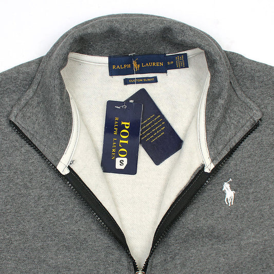 RL Premium Small Pony Cotton Fleece Zipper Jacket (Charcoal Grey)