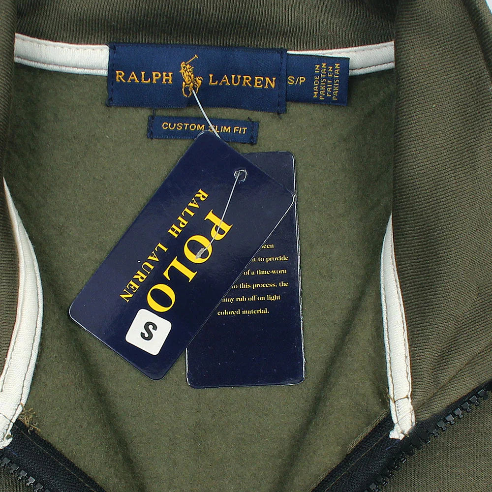 RL Premium Small Pony Cotton Fleece Zipper Jacket (Olive Green)