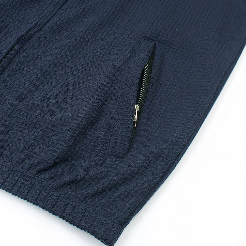 RL Imported Men Waffle Zipper Jacket (Navy Blue)