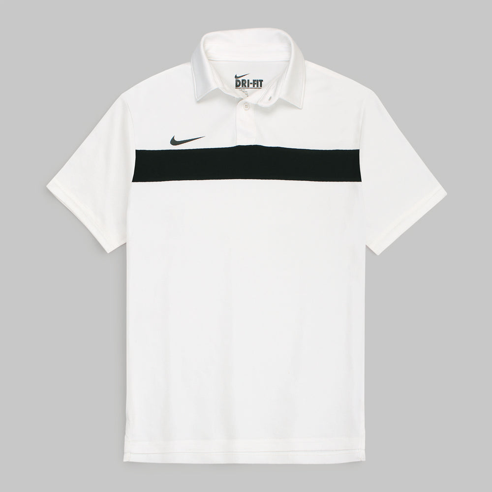 NKE PREMIUM MESH DRI-FIT PANALED POLO SHIRT (WHITE/BLACK)