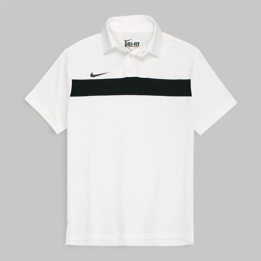 NKE PREMIUM MESH DRI-FIT PANALED POLO SHIRT (WHITE/BLACK)