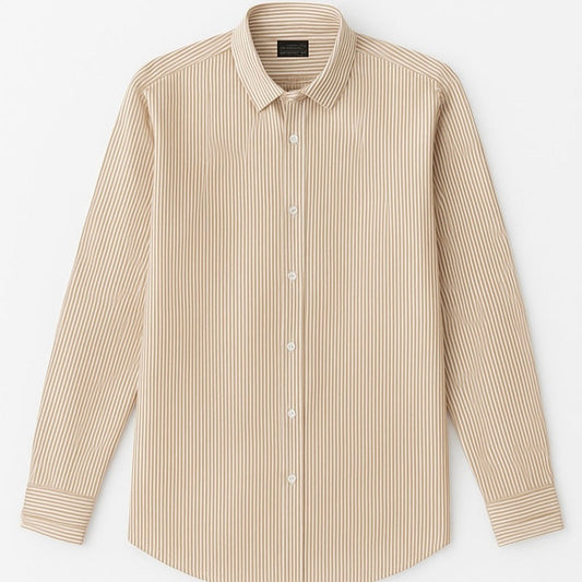 Mussimo Duti Imported Stripe Formal Shirt (Beige)