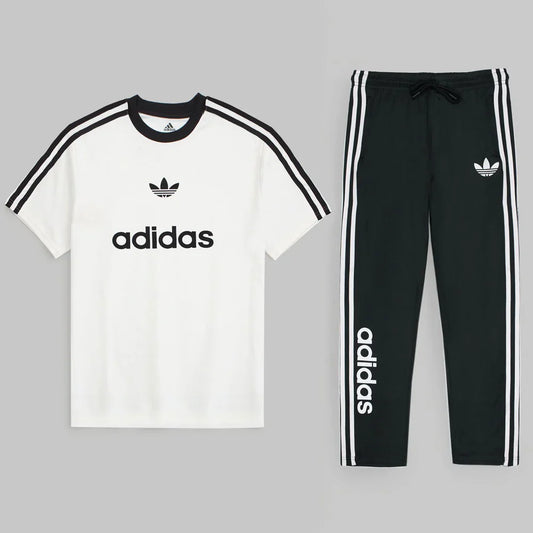ADDAS PREMIUM MEN'S STRONIX LYCRA DRI-FIT TRACKSUIT (WHITE&BLACK)