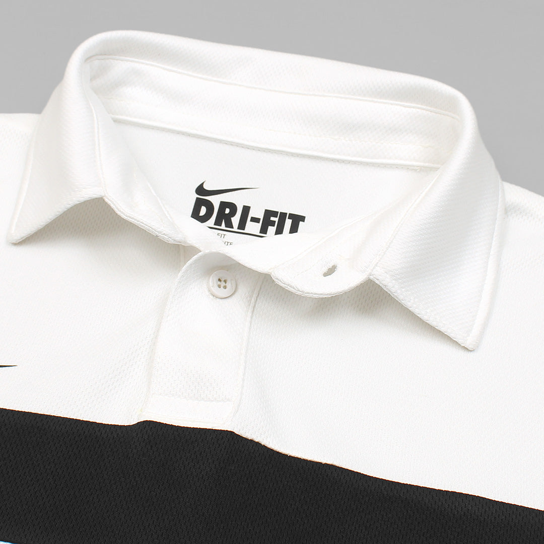 NKE PREMIUM MESH DRI-FIT PANALED POLO SHIRT (WHITE/BLACK)