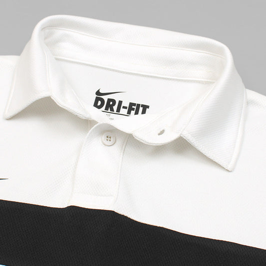 NKE PREMIUM MESH DRI-FIT PANALED POLO SHIRT (WHITE/BLACK)