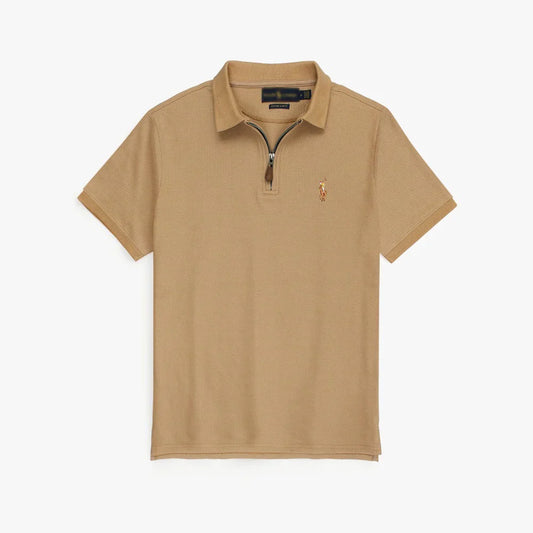 RL PREMIUM MEN'S MULTI ZIPPER POLO SHIRT (KHAKI)