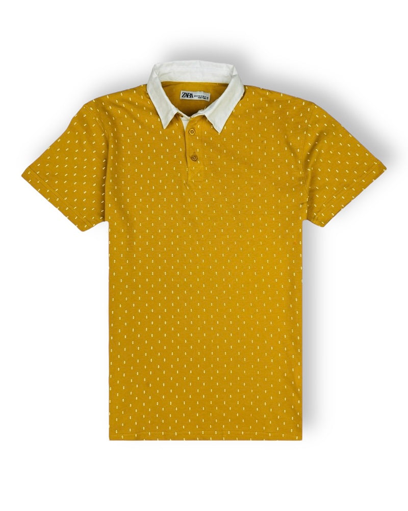 ZR AOP Premium Men's Polo Shirt (Yellow)